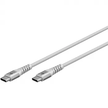 GOOBAY super-mīksts pīts USB 2.0 kabelis, USB-C savienotājs > USB-C savienotājs (Balts, 1 m)