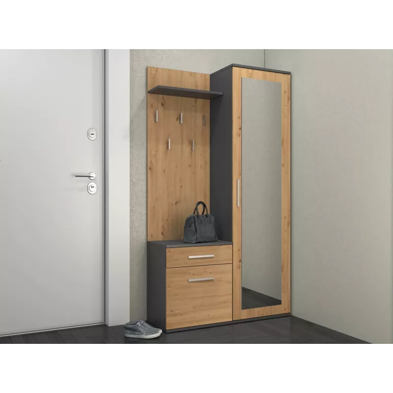 Priekšnama skapis Top e shop GARD DUO ANT/ART KPL — 2 veramas durvis, skaidu plātne, 1000×350×1800 mm