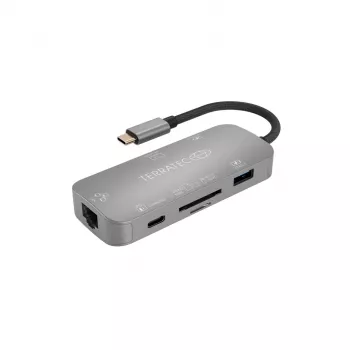 USB Hubs Terratec Connect C8 USB 2.0 Type-C Pelēks