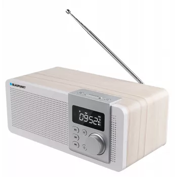 Pārnēsājamais radio BLAUPUNKT PP14BT ar Bluetooth, MP3, MicroSD, USB un modinātāju — 6 W, akumulators/tīkls, 230×118×90 mm