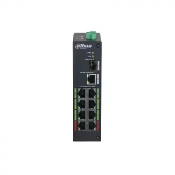 Slēdzis DAHUA DH-LR2110-8ET-120 L2 8x Fast Ethernet (10/100) PoE, 48–57V, 8.8 Gbit/s, MAC 8000, melns
