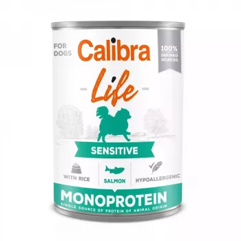 CALIBRA Life Sensitive Lašs ar rīsiem - mitrā suņu barība - 400g