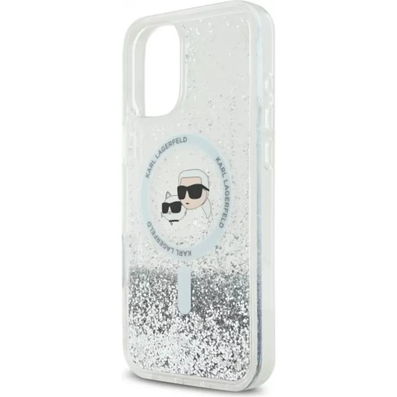 Karl Lagerfeld KLHMP16MLGKCSGH aizmugures vāciņš iPhone 16 Plus, TPU/PC, caurspīdīgs