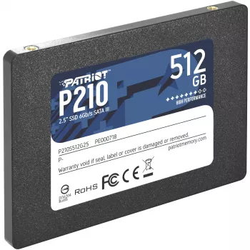 2,5 collu SATA III SSD PATRIOT P210 512 GB — 500 MB/s lasīšana, 400 MB/s rakstīšana