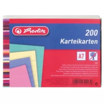 Indeksu kartītes Herlitz 10836245 zila, zaļa, rozā, dzeltena