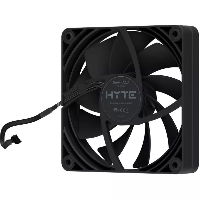 120 mm korpusa ventilators 4-pack HYTE FA12 melns, PWM atbalsts, standarta 120mm stiprinājums