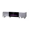 TV skapis Cama Meble PAFOS EF ar elektrisko kamīnu 180×42×49 cm, balts matēts
