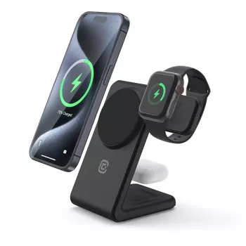 Crong CRG-MSPS-BLK iekštelpu lādētājs viedpulksteņiem, melns, bezvadu, Lightning/USB