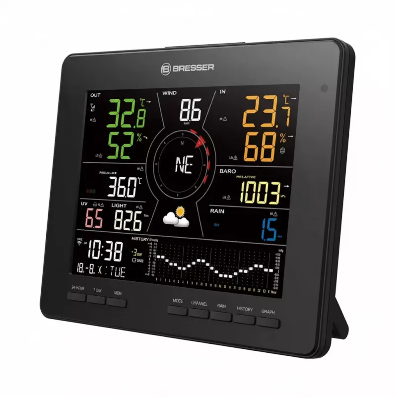 Laikapstākļu stacija Bresser 7003800 7-in-1 bezvadu iekštelpu/āra temperatūras un mitruma monitors