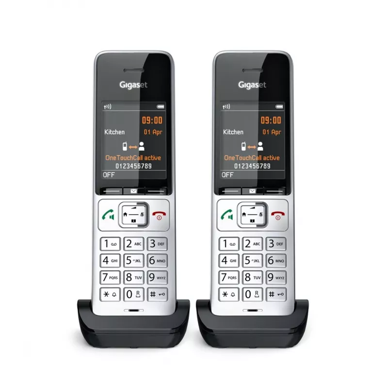 Gigaset COMFORT 500HX duo Analog/DECT telefons ar zvana identifikāciju Melns, Sudrabs