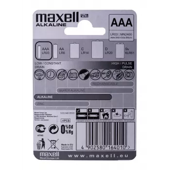 Maxell LR-03 AAA sārma baterija 4 iepakojumā