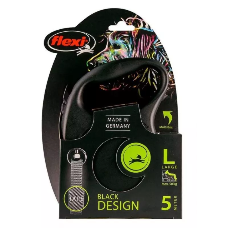 Flexi Black Design L 5 m suņa pavada ar automātisko tinumu