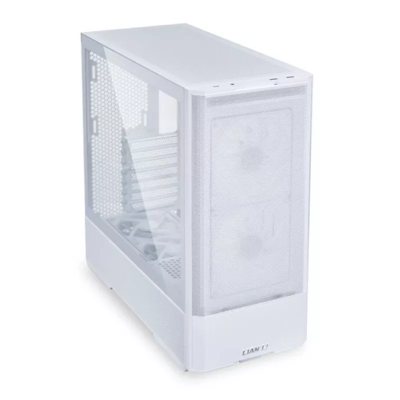 MidiTower korpuss Lian Li LANCOOL 207 — balts, caurspīdīgs panelis, atbalsta ATX/MicroATX/MiniITX, bez barošanas bloka