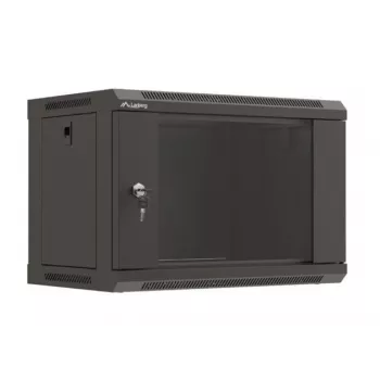 Sienas skapis LANBERG WF03-5306-10B 6U, 60 kg, atslēgas slēdzene, melns