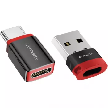 Interfeisa adapteris 4smarts 541615 — USB Type-A (saimnieks) uz USB Type-C (izeja), melns, taisns tēviņš-mātīte, 2 iepakojumā