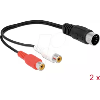 Audio kabelis DeLOCK 85835 0.2m DIN (5-pin) 2 x RCA Melns