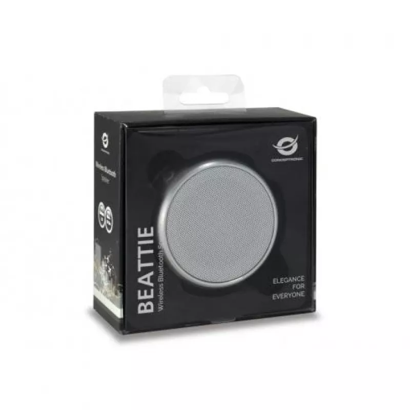 Conceptronic BEATTIE 01S bezvadu Bluetooth skaļrunis, 3 W, Bluetooth 3.0+HS, ar mikrofonu, microSD, Micro-USB, sudrabains