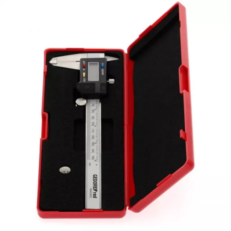 Gedore RED R94420021 3301430 digitālais bīdmērs, 0–153 mm, mm/collas, pelēks