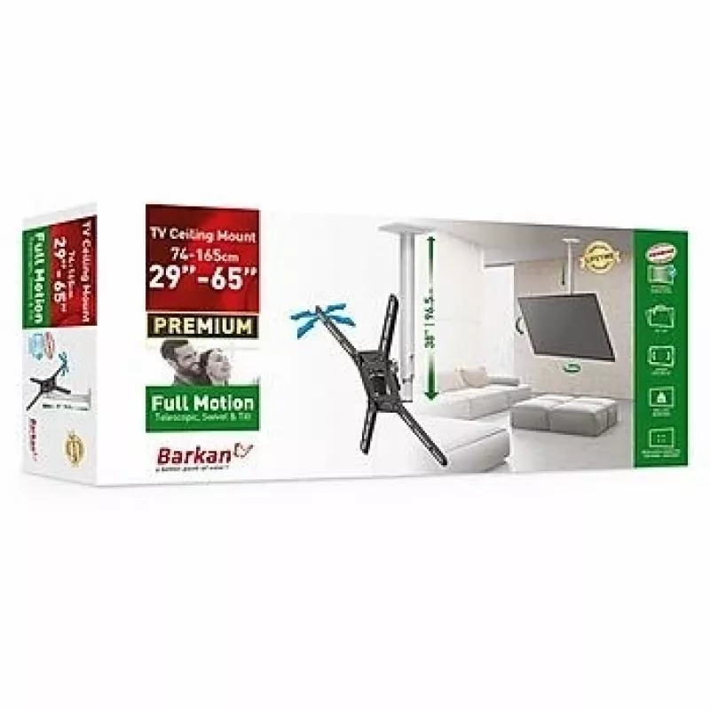 Barkan 3500 televizora stiprinājums pie griestiem, pagriežams, 13-65", 40 kg, balts