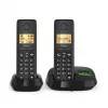Bezvadu analogais/DECT telefons Gigaset PURE 100A Duo — 2 klausules, skaļrunis, zvanītāja ID, 1,5 collu ekrāns, melns