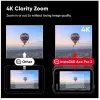 Action kamera Insta360 Ace Pro 2 — 50 MP, 8K Ultra HD (7680×3272), 1/1.3 collu sensors, līdz 240 kadriem/s, iebūvēts ekrāns, Wi‑Fi, MicroSD, 177,7 g, Melna