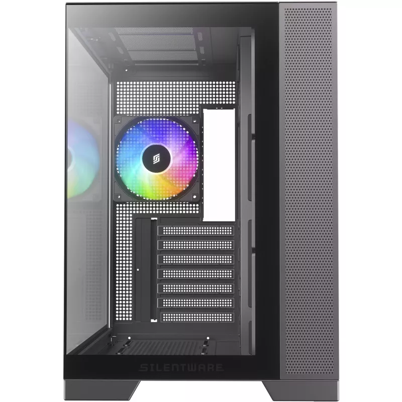 Silentware View A-RGB Black PC korpuss VIEWBLACK — vidējais tornis ar A-RGB apgaismojumu