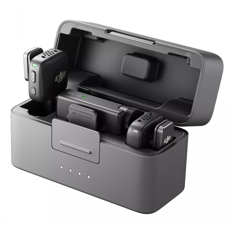 DJI Mic Mini (2 TX + 1 RX + Uzlādes futrālis) Bezvadu mikrofonu komplekts - Tumši pelēks