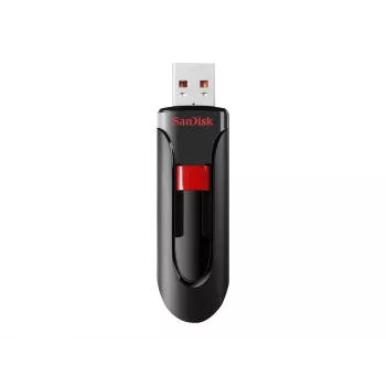 USB zibatmiņa SANDISK Cruzer Glide 32 GB USB Type-A 2.0, bīdāms dizains, paroles aizsardzība, melna/sarkana
