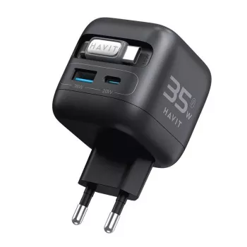 Ceļojumu lādētājs GaN Havit UC250 A-EU 20V 1xUSB-C 0.7m melns