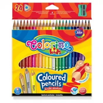Colorino Kids trīsstūrveida krāsainie zīmuļi 24 krāsas (ar asināmo)