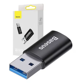 Adapteris Baseus Ingenuity USB Type-A (siev.) uz USB Type-C (vīr.) 10 Gbit/s, melns, 14×22×8 mm