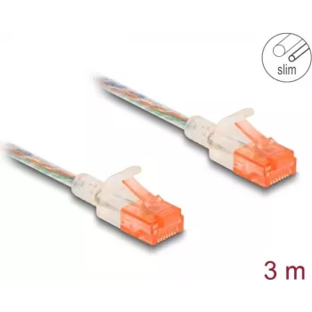 DeLOCK RJ45 Cat.6A U/UTP plakans tīkla kabelis 3m caurspīdīgs