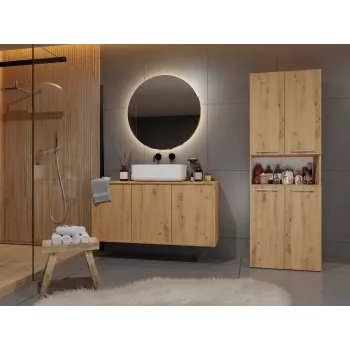 Vannas istabas skapis NEL 1K DK ART KPL, ozolkoka rāmis, 600×300×1740 mm, 5 plaukti, brīvi stāvošs