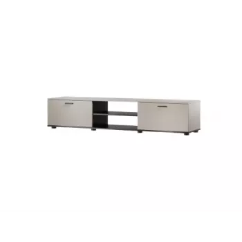 TV skapis Cama Meble SOHO 180x43x37 cm — smilškrāsas virsma, melns rāmis