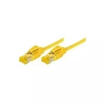 Tecline Premium - Savienotājkabelis - RJ-45 (tēviņš) uz RJ-45 (tēviņš) - 50 cm - SFTP, PiMF - Cat.7 neekranēts kabelis / CAT 6a (porti) - Ekranēts, bez halogēna, ar aizsargvāciņu - Dzeltens (70700Y)