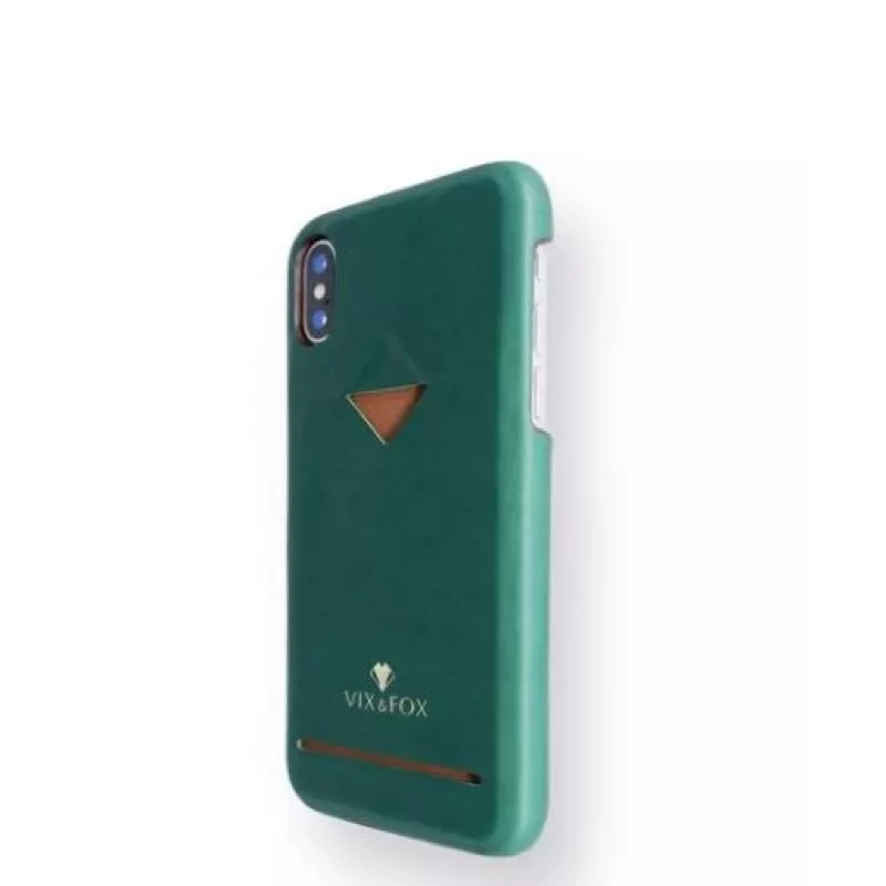 VixFox aizmugurējais vāciņš ar kabatiņu kartei iPhone X / XS, meža zaļš