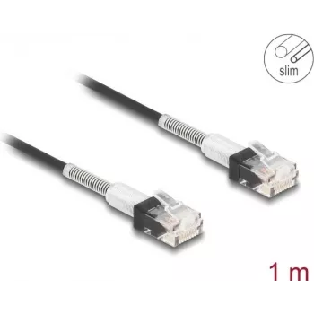 DeLOCK RJ45 Cat.6A UTP tīkla kabelis, plāns, 1m, melns