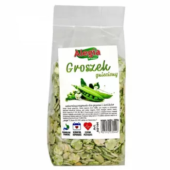 Alegia drupinātie zirņi 130 g – gardums grauzējiem un trušiem, bez lipekļa un cukura