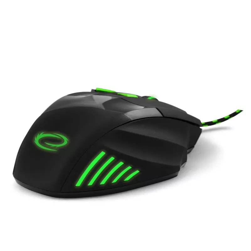 Esperanza EGM201G MX201 Wolf spēļu pele ar vadu, 7D, optiskā, 2400 DPI, USB, zaļa