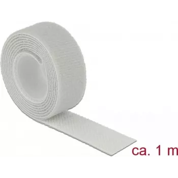 DELOCK 18278 Lipīgā lente (velcro) — pelēka, 20 mm × 1 m, 1 gab.