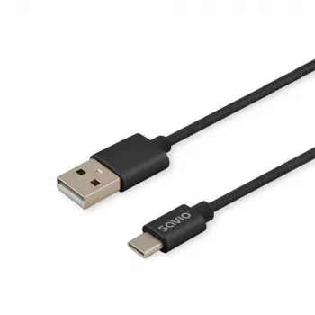 Savio CL-129 USB kabelis 2 m USB 2.0 USB A USB C Melns