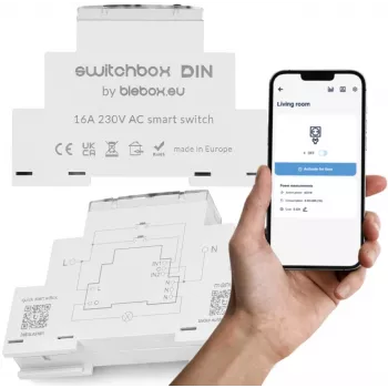 bleBox Switchbox 36806 releju modulis — 8 kanālu DIN-sliežu releju bloks