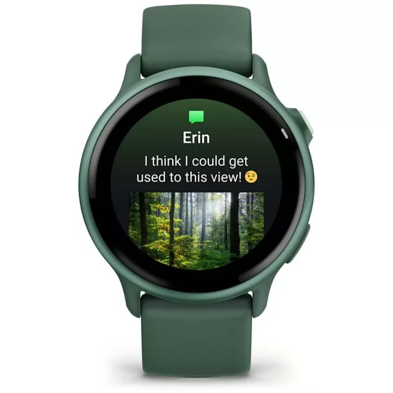 Viedpulkstenis GARMIN vívoactive 6 – sporta pulkstenis, 42 mm alumīnija/polimēra korpuss, AMOLED 1,2 collu, GPS, 5 ATM, optiskais HR, SpO2, 8 GB, zaļš