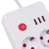 Strāvas sloksne MACLEAN MCE388 W — 2 kontaktligzdas, 3×USB, 110–240V, 2500W, 3 m vads, balta