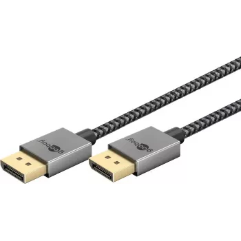 DisplayPort kabelis 2.0/2.1 Slim (Sudrabs/melns, 1 metrs)