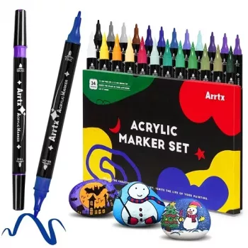 Arrtx akrila marķieri LC303304 — 24 krāsu komplekts, smalka/vidēja uzgaļa