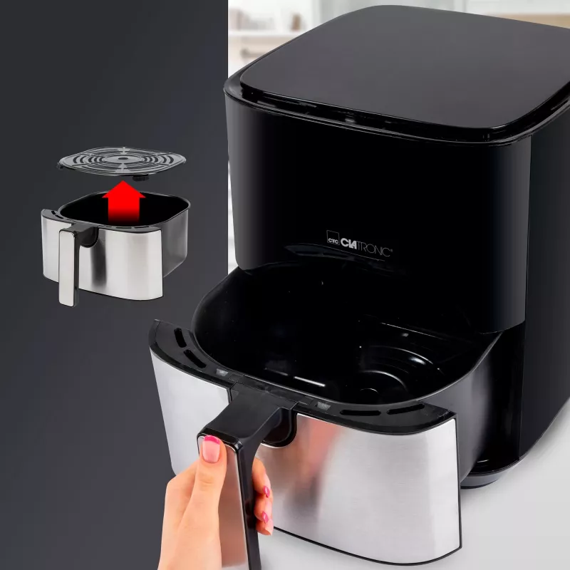 Clatronic FR 3782 H gaisa fritētājs, 5 l, 80–200 °C, melns/nerūsējošais tērauds