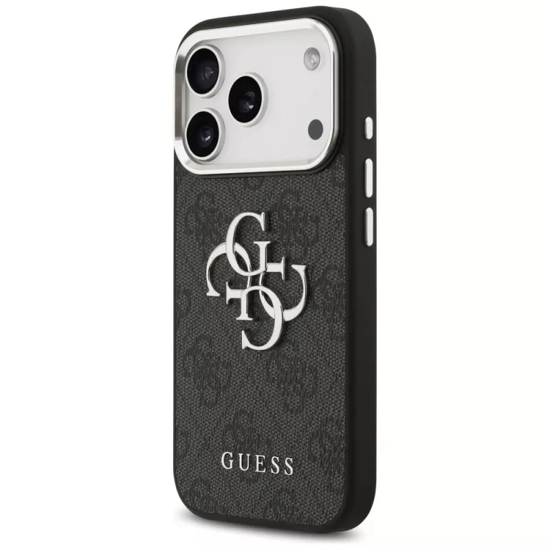GUESS | Hardcase 4G | Aizmugures vāciņš | iPhone 17 Pro Max | Apple | Ekoloģiskā āda/PC/Plastmasa/TPU | Melns