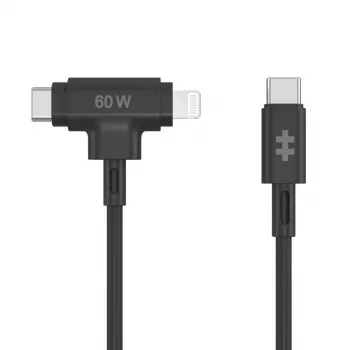 HYPER HyperJuice USB kabelis USB 2.0 1.5 m USB-C / USB-C un Lightning melns