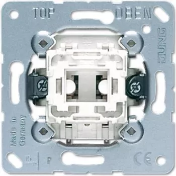 Spiedpogas slēdzis JUNG 531 U, 1P, 250 V AC, 10 A, metāliski balts
